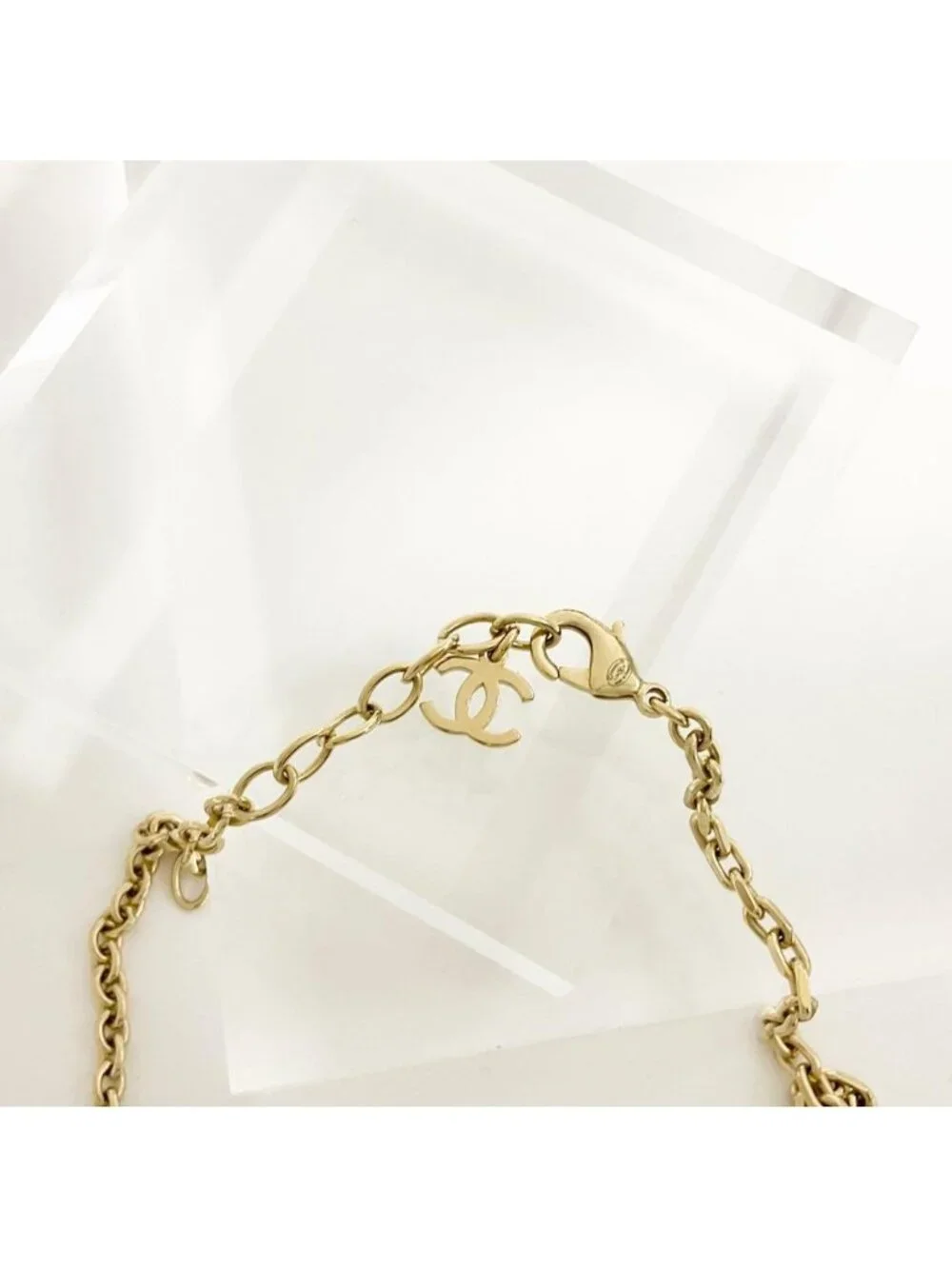 Chanel Necklace CC Logo Plate Gold